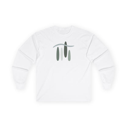 White | Forest Breath Long Sleeve Tee, front view