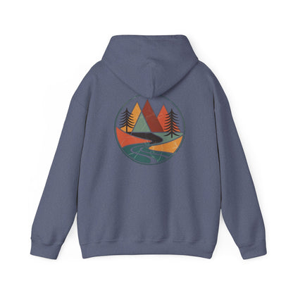Heather Navy | Retro Horizon Hoodie, back design view