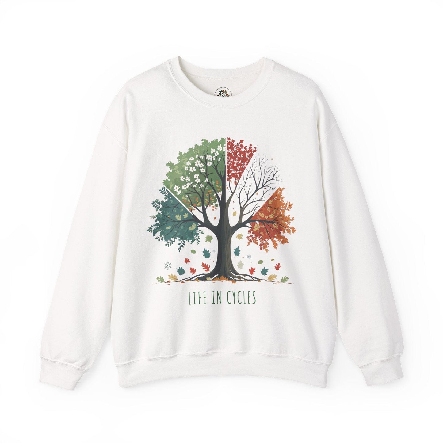 White | Life in Cycles Sweatshirt, front view
