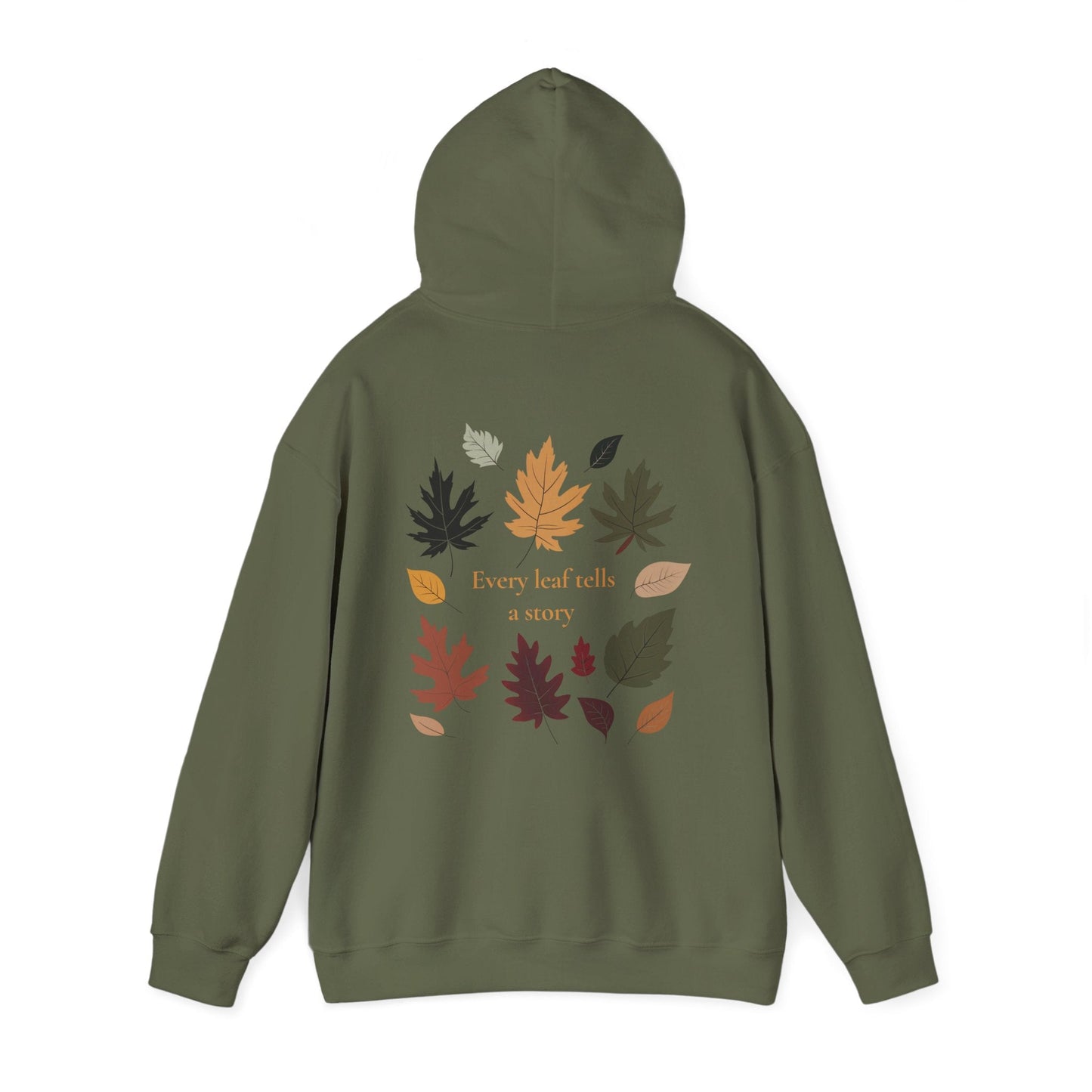 Military Green | Every Leaf tells a STORY Hoodie, back view 2