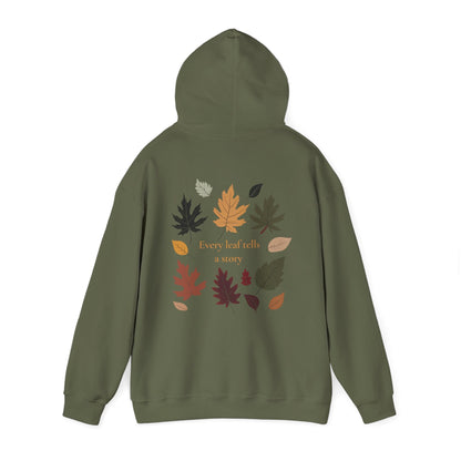 Military Green | Every Leaf tells a STORY Hoodie, back view 2