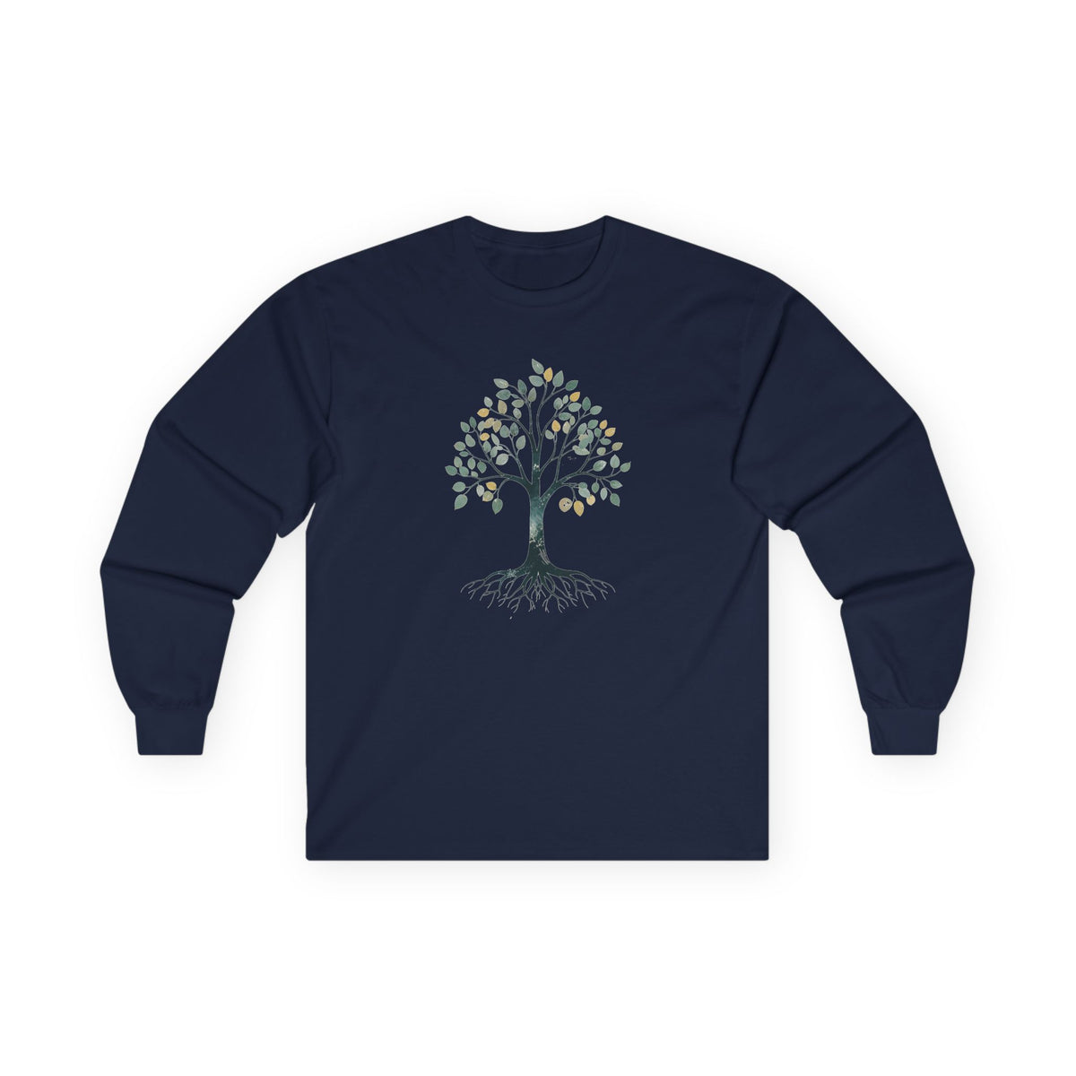 Navy | The Story Tree Long Sleeve Tee, front view