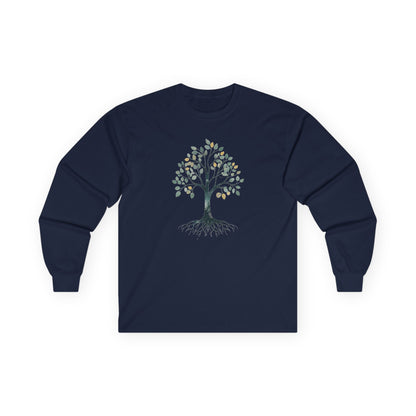 Navy | The Story Tree Long Sleeve Tee, front view