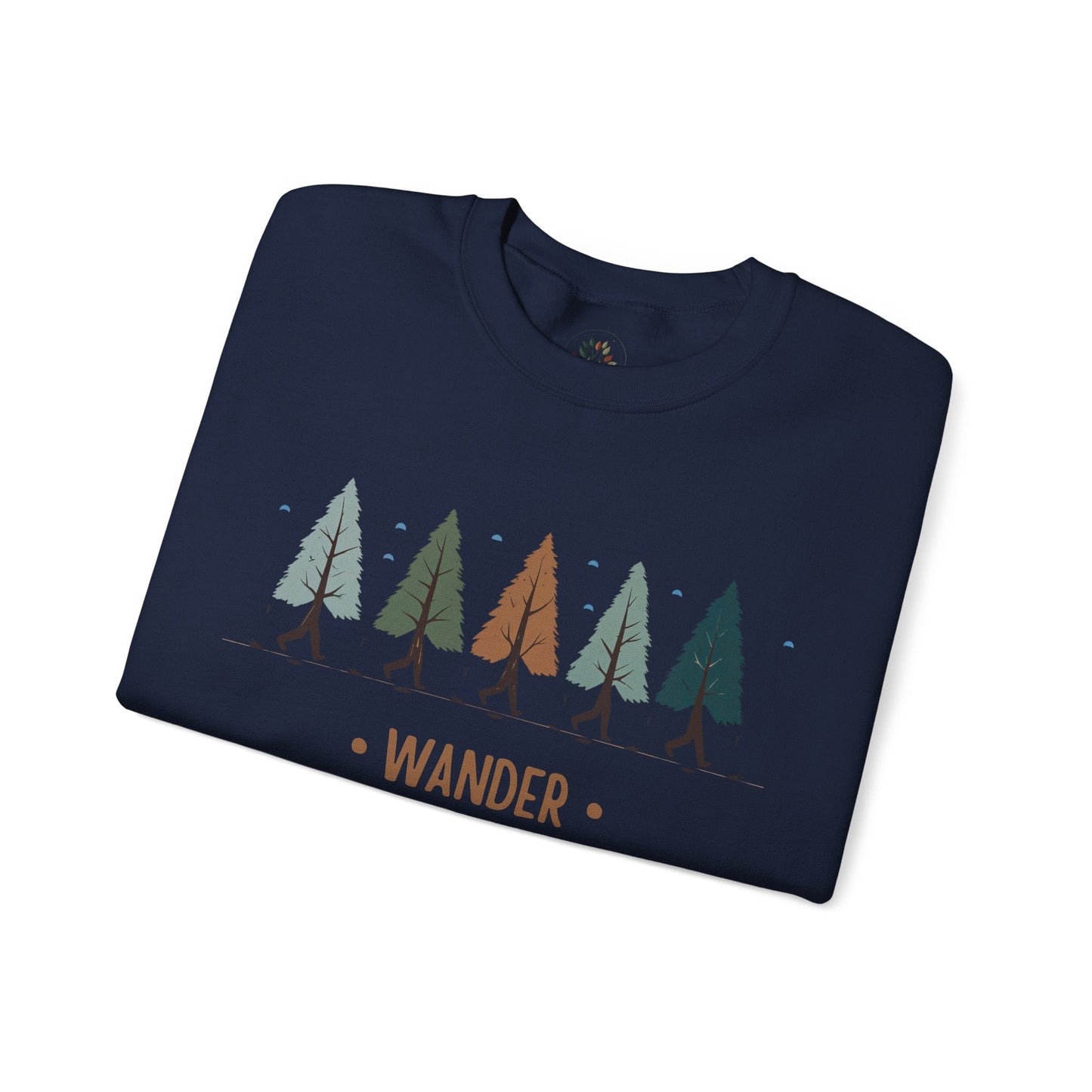 Navy | Wander with the Trees Sweatshirt, folded view