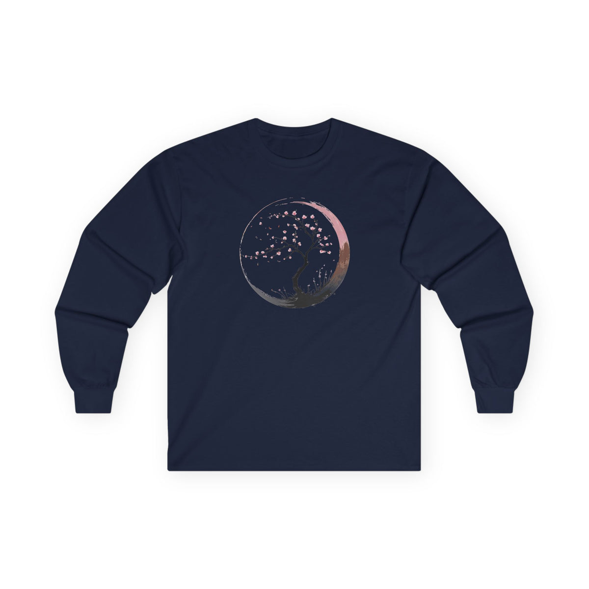 Navy | Sakura Silence Long Sleeve Tee, front view