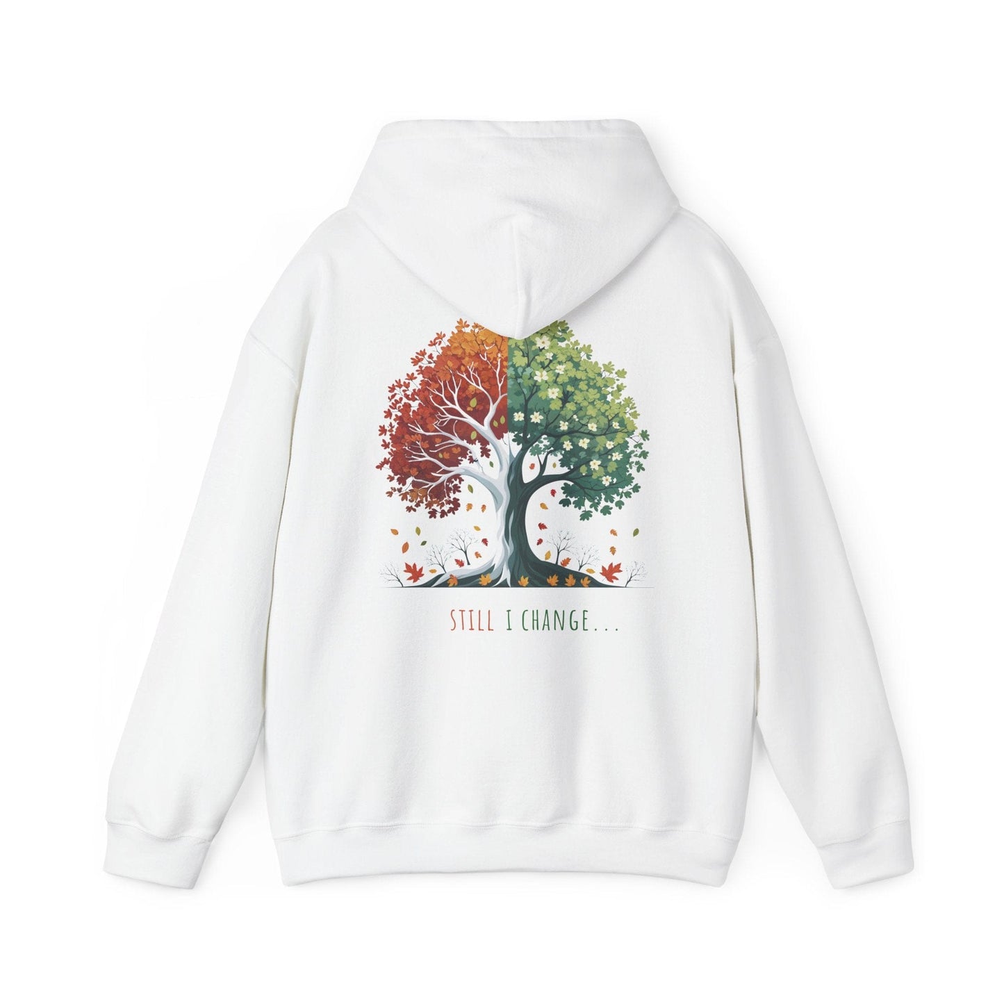 White | Still I Change Hoodie, back design view