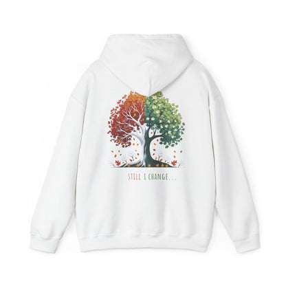 White | Still I Change Hoodie, back design view