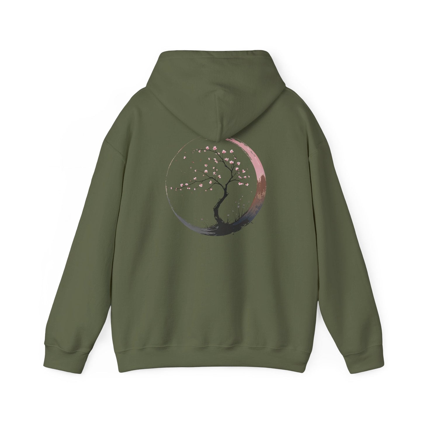 Military Green | Sakura Silence Hoodie, back design view