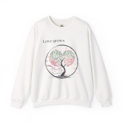 White | Love Grows Sweatshirt, front view