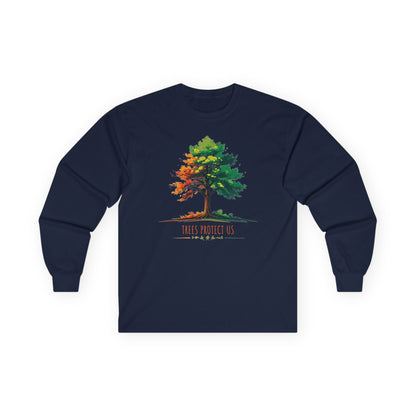 Navy | Trees Protect Us Long Sleeve Tee, front view