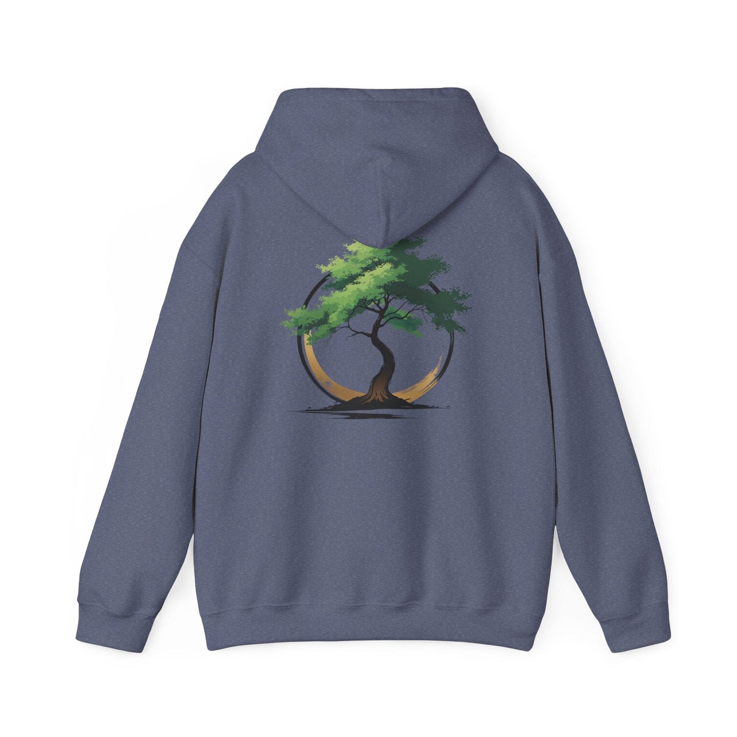 Heather Navy | The Zen Tree Hoodie, back design view