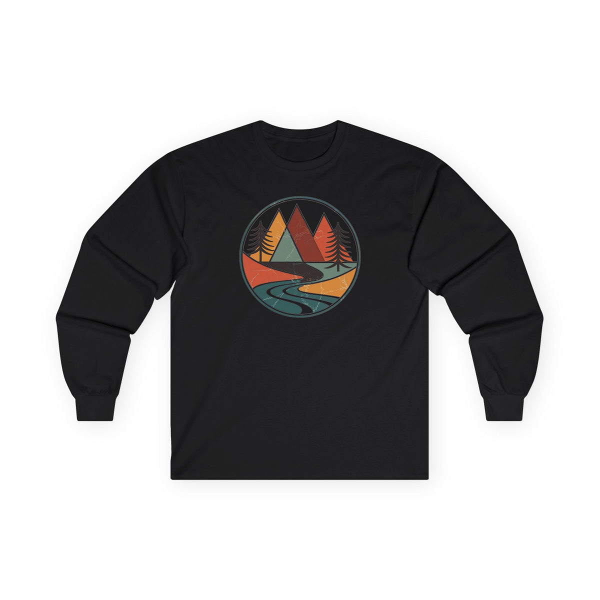 Black | Retro Horizon Long Sleeve Tee, front view