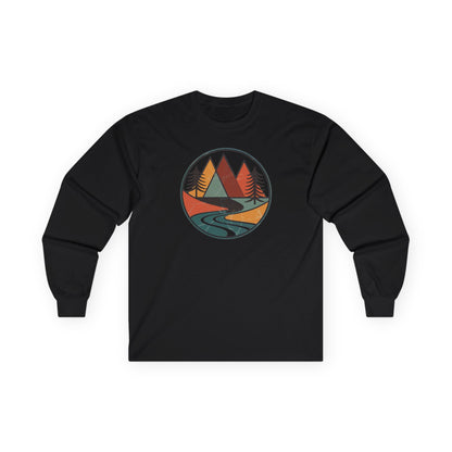 Black | Retro Horizon Long Sleeve Tee, front view