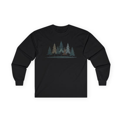 Black | Silent Pines Long Sleeve Tee, front view
