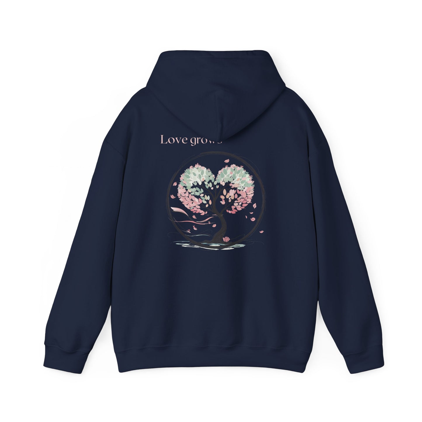 Navy | Love Grows Hoodie, back design view