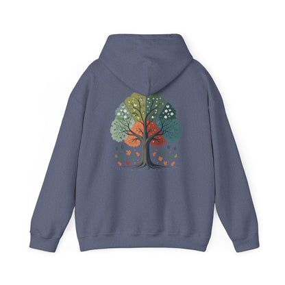 Heather Navy | Circle of Seasons Hoodie, back design view