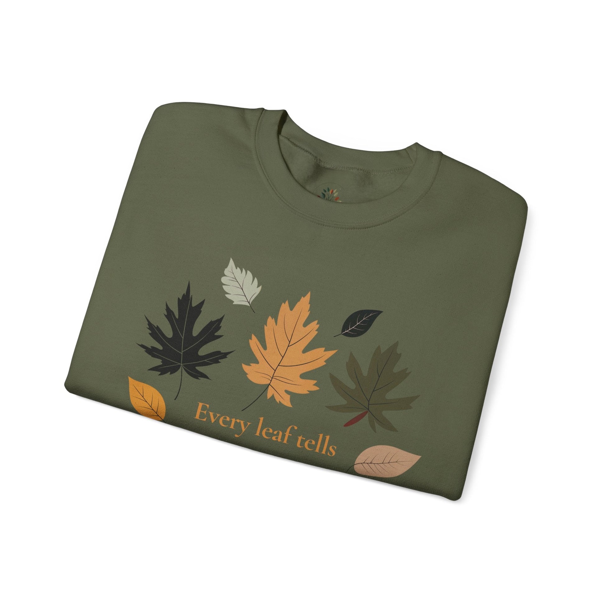 Military Green | Every Leaf tells a Story Sweatshirt, folded view