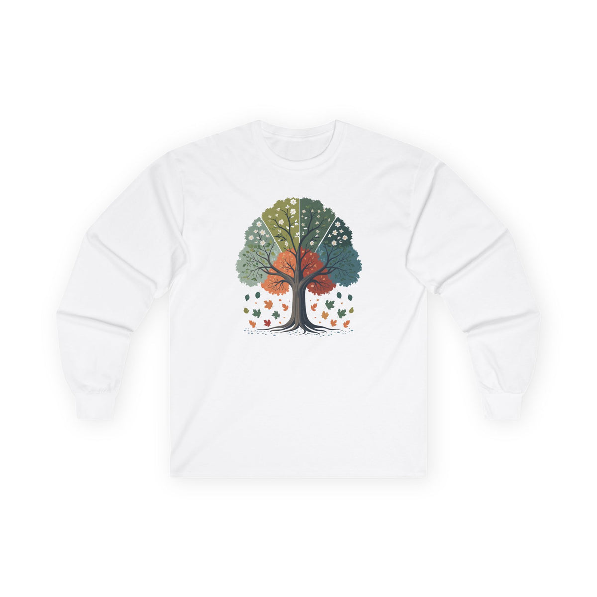 White | Circle of Season Long Sleeve Tee, front view
