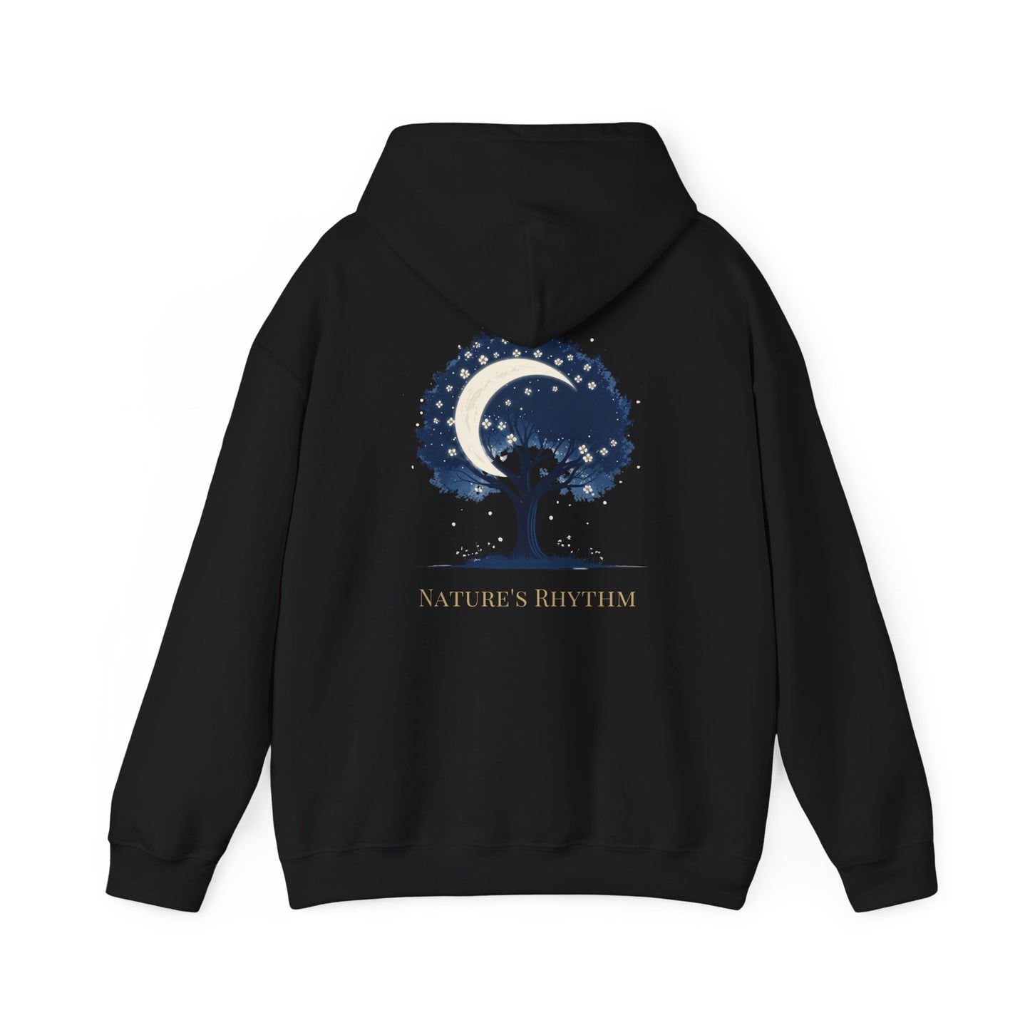 Black | Nature`s Rhythm Hoodie, back design view