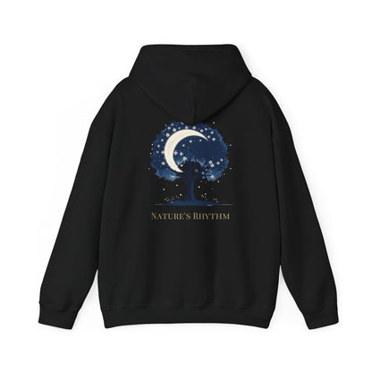 Black | Nature`s Rhythm Hoodie, back design view