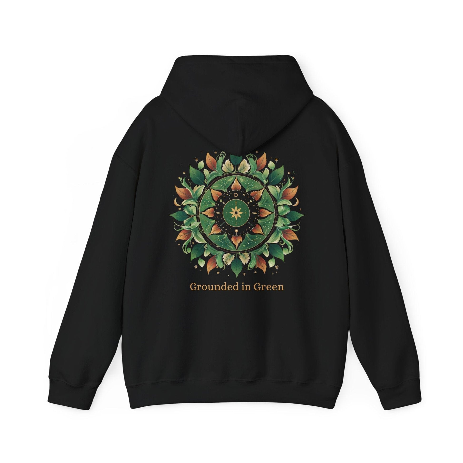 Black | Grounded in Green Hoodie, back design view