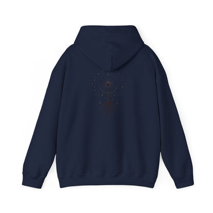 Navy | The Cosmic Root Hoodie, back design view