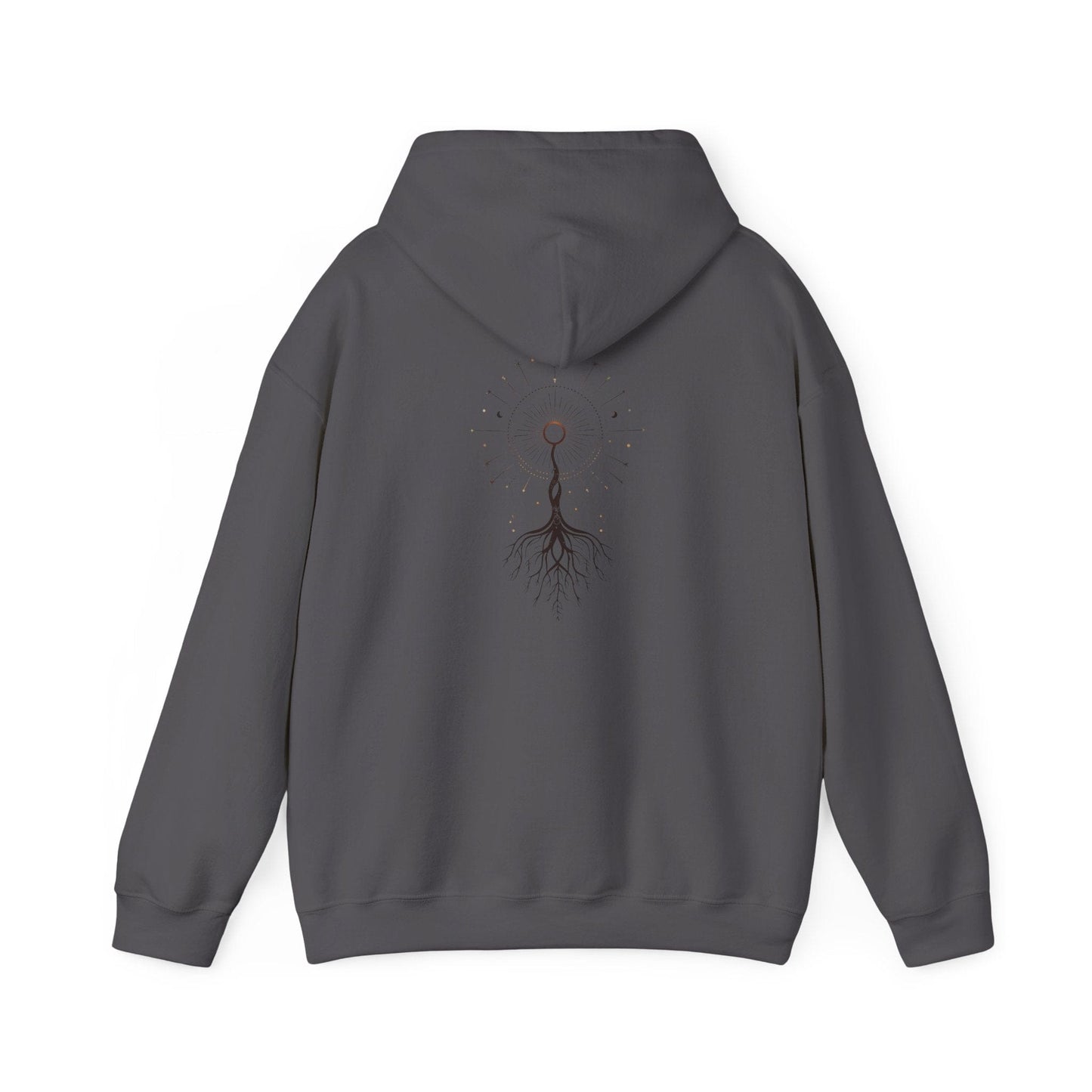 Charcoal | The Cosmic Root Hoodie, back design view