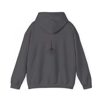 Charcoal | The Cosmic Root Hoodie, back design view