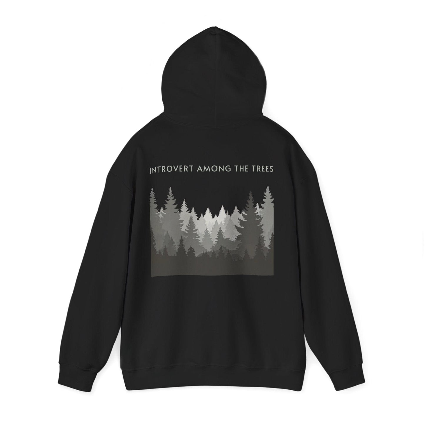 Black | Introvert Among the Trees Hoodie, back view 2
