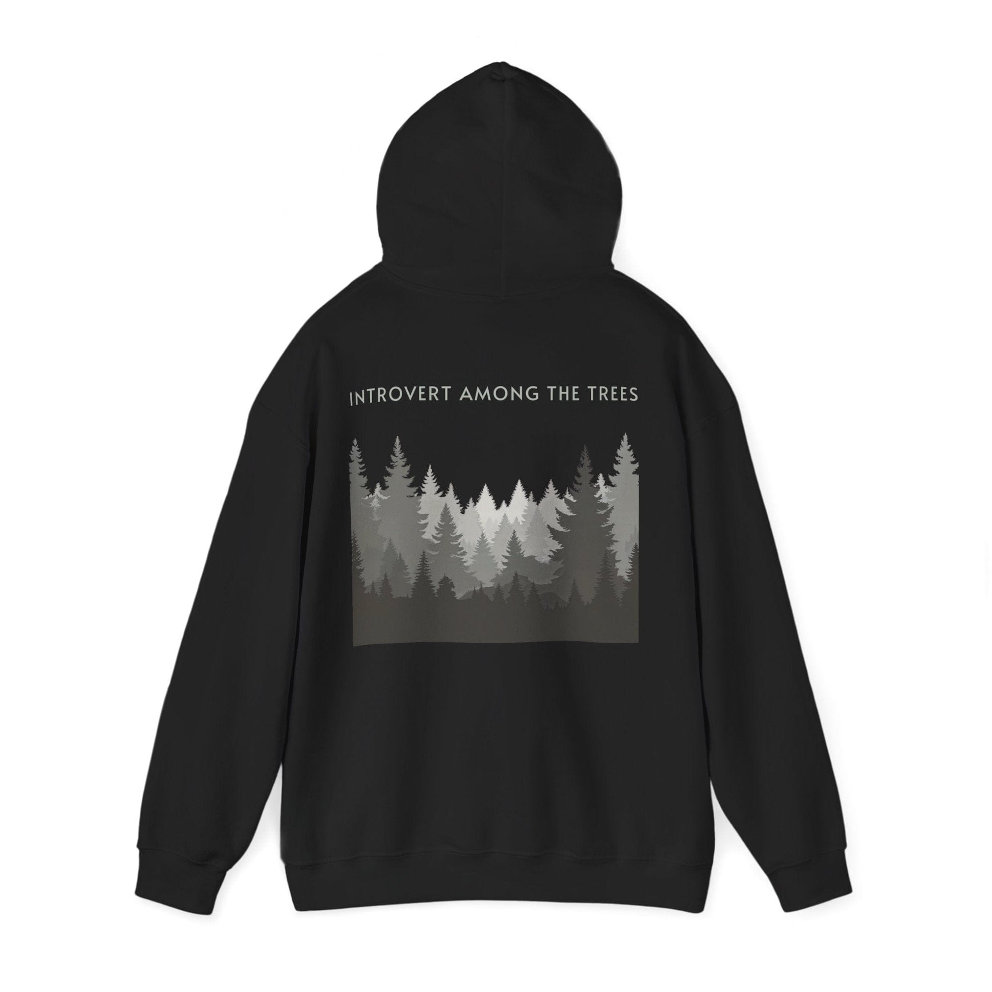 Black | Introvert Among the Trees Hoodie, back view 2