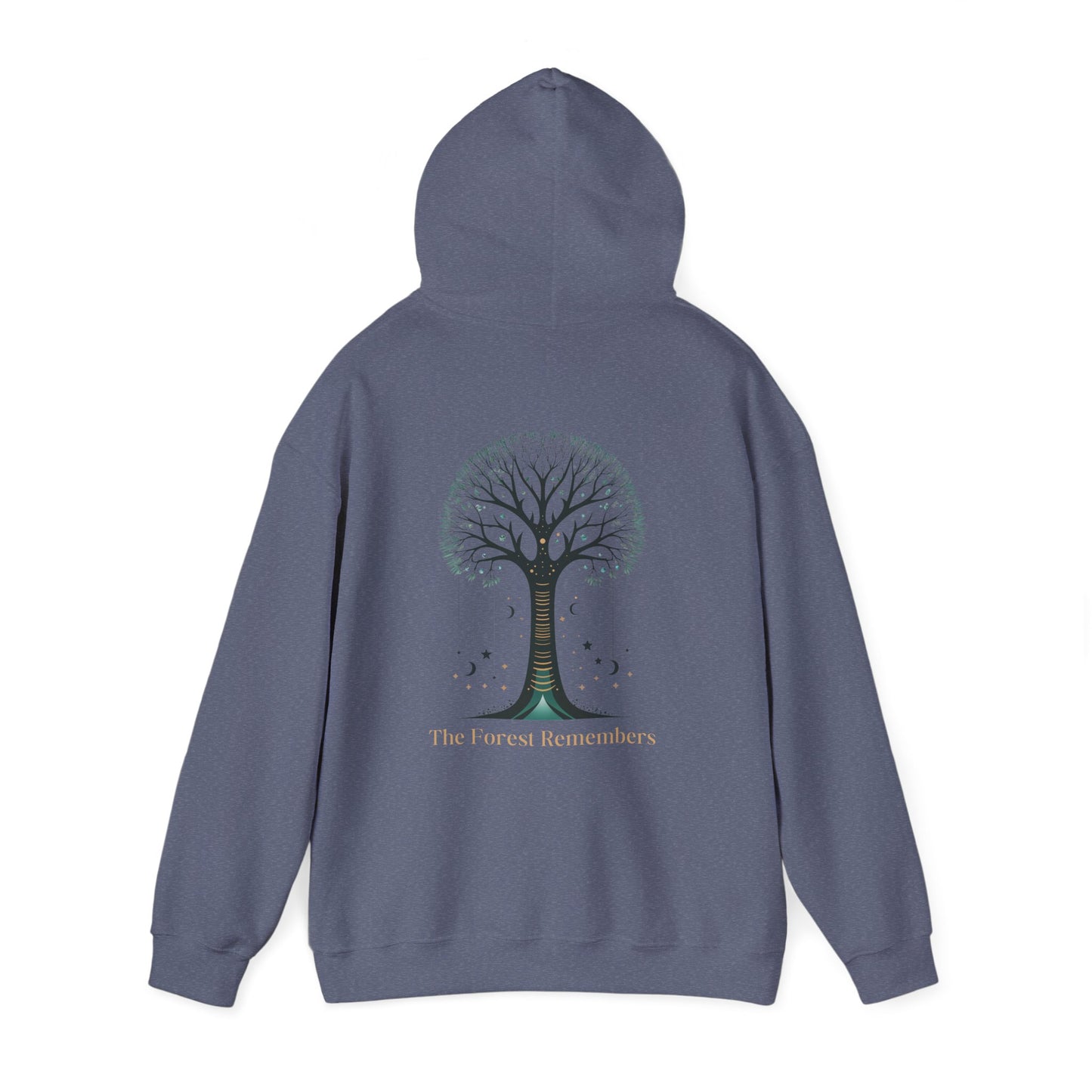 Heather Navy | The Forest Remembers Hoodie, back view 2