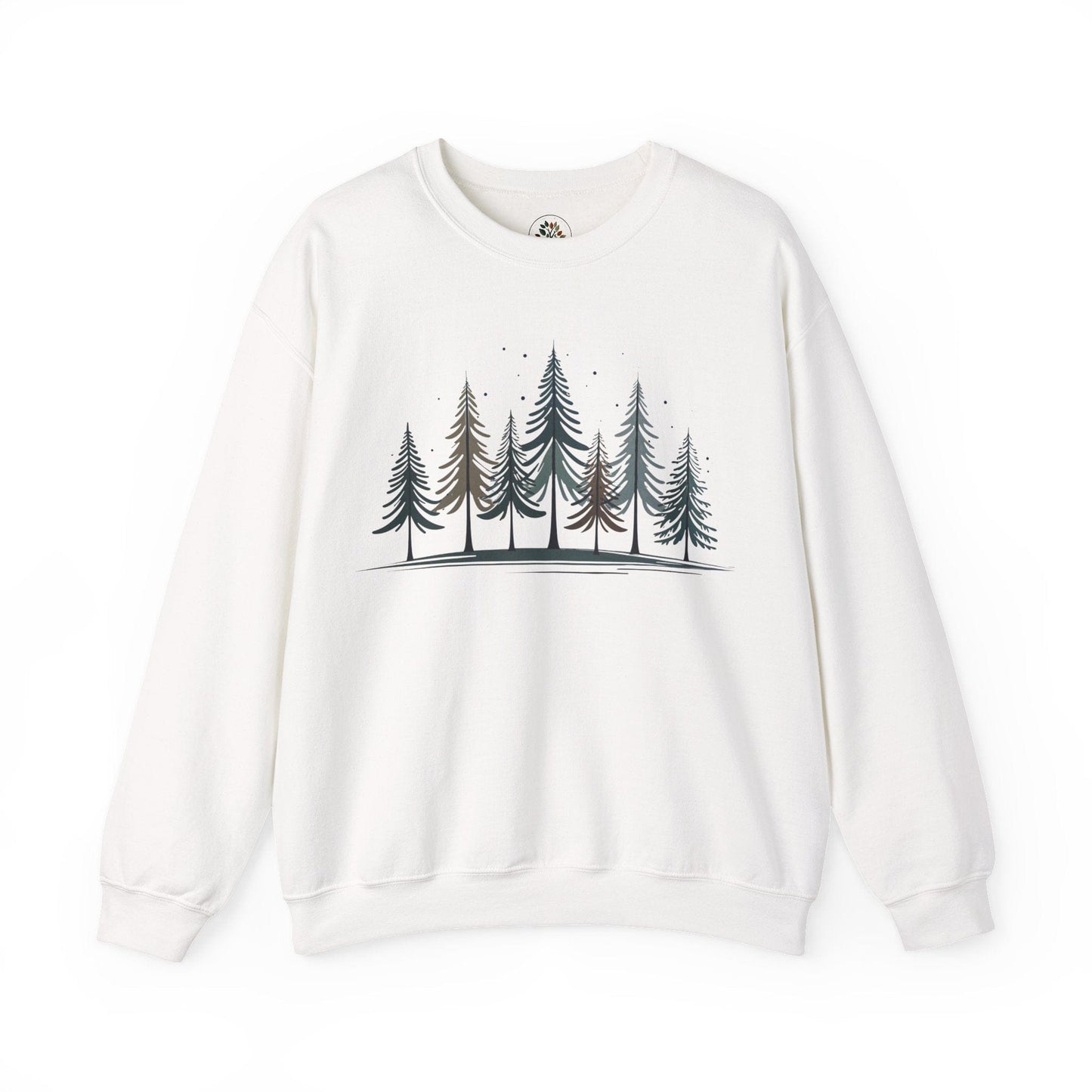 White | Silent Pines Sweatshirt, front view