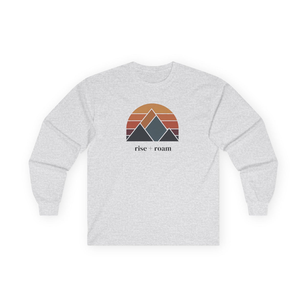 Ash | Rise + Roam Long Sleeve Tee, front view
