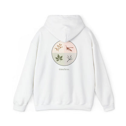 White | Timeless Hoodie, back design view