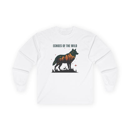 White | Echoes of the Wild Long Sleeve Tee, front view