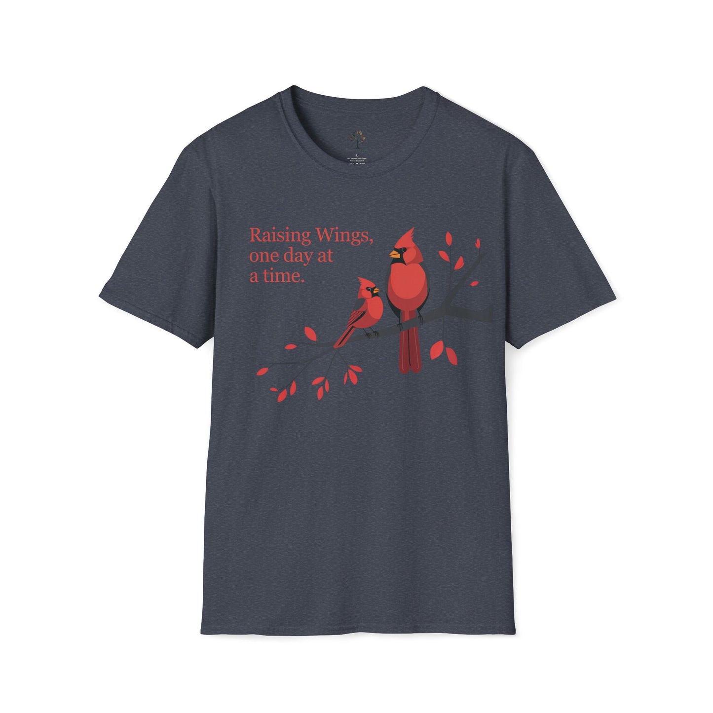 Heather Navy | Raising Wings, One day at a time, front view