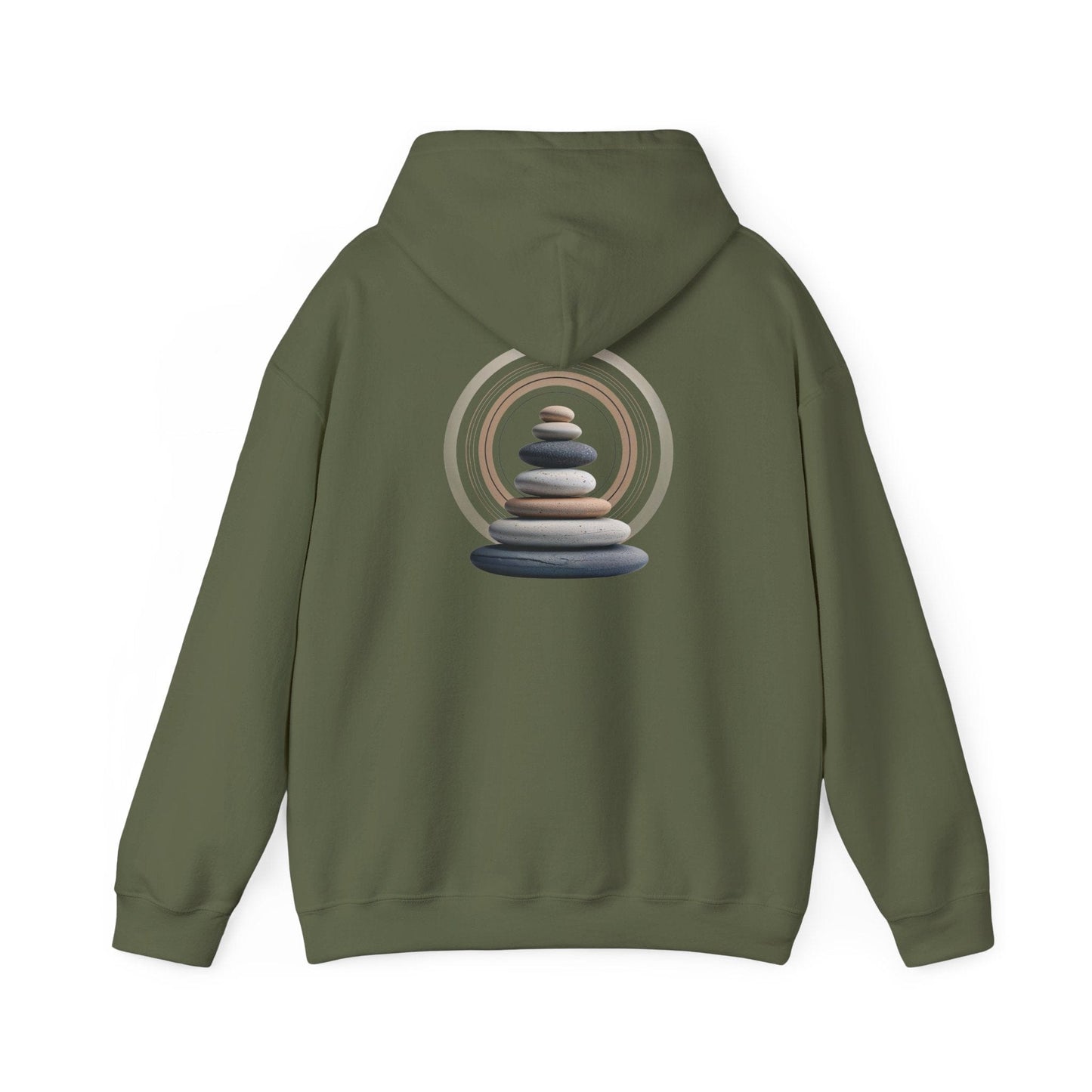 Military Green | Echoes of Calm Hoodie, back design view