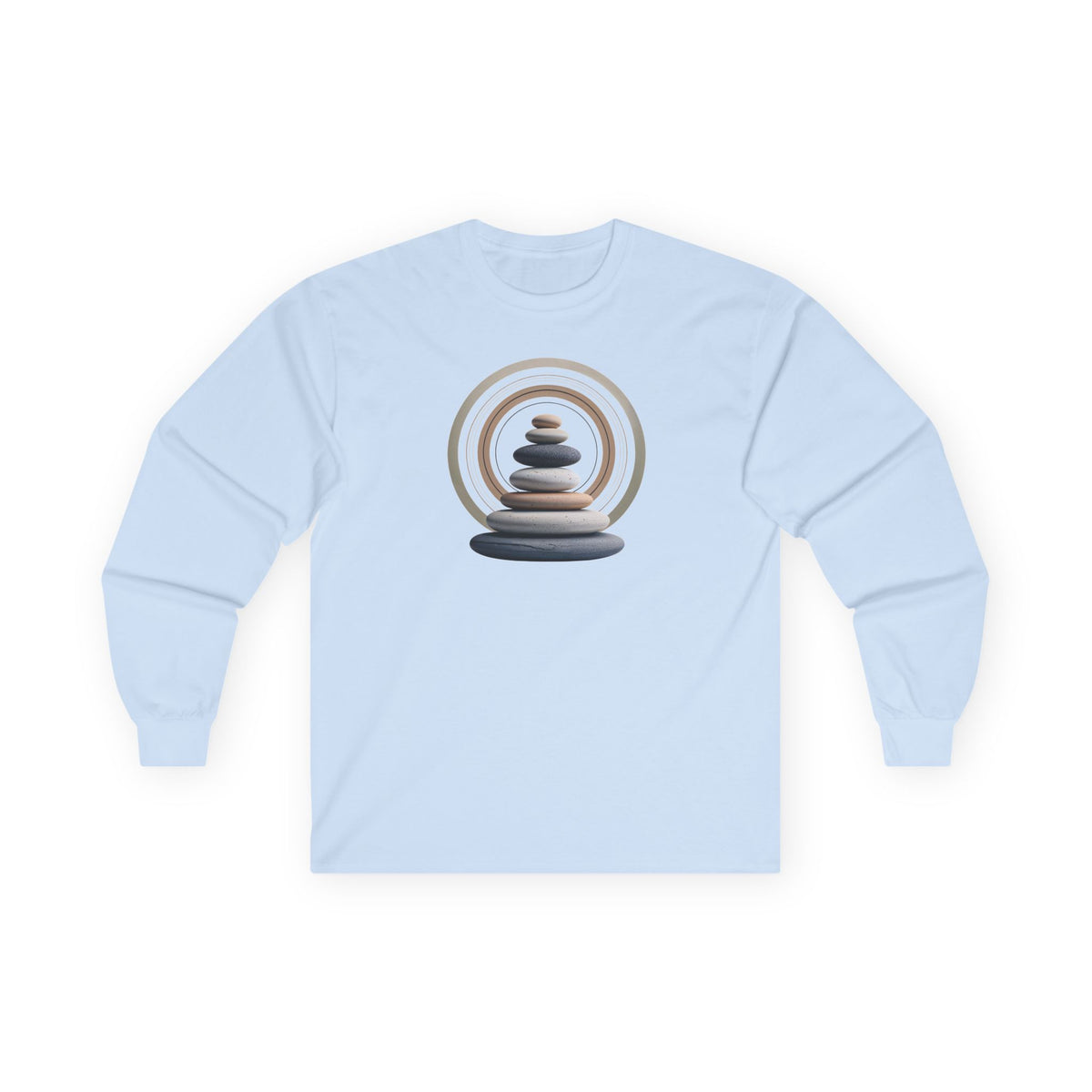 Light Blue | Echoes of Calm Long Sleeve Tee, front view