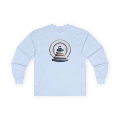 Light Blue | Echoes of Calm Long Sleeve Tee, front view