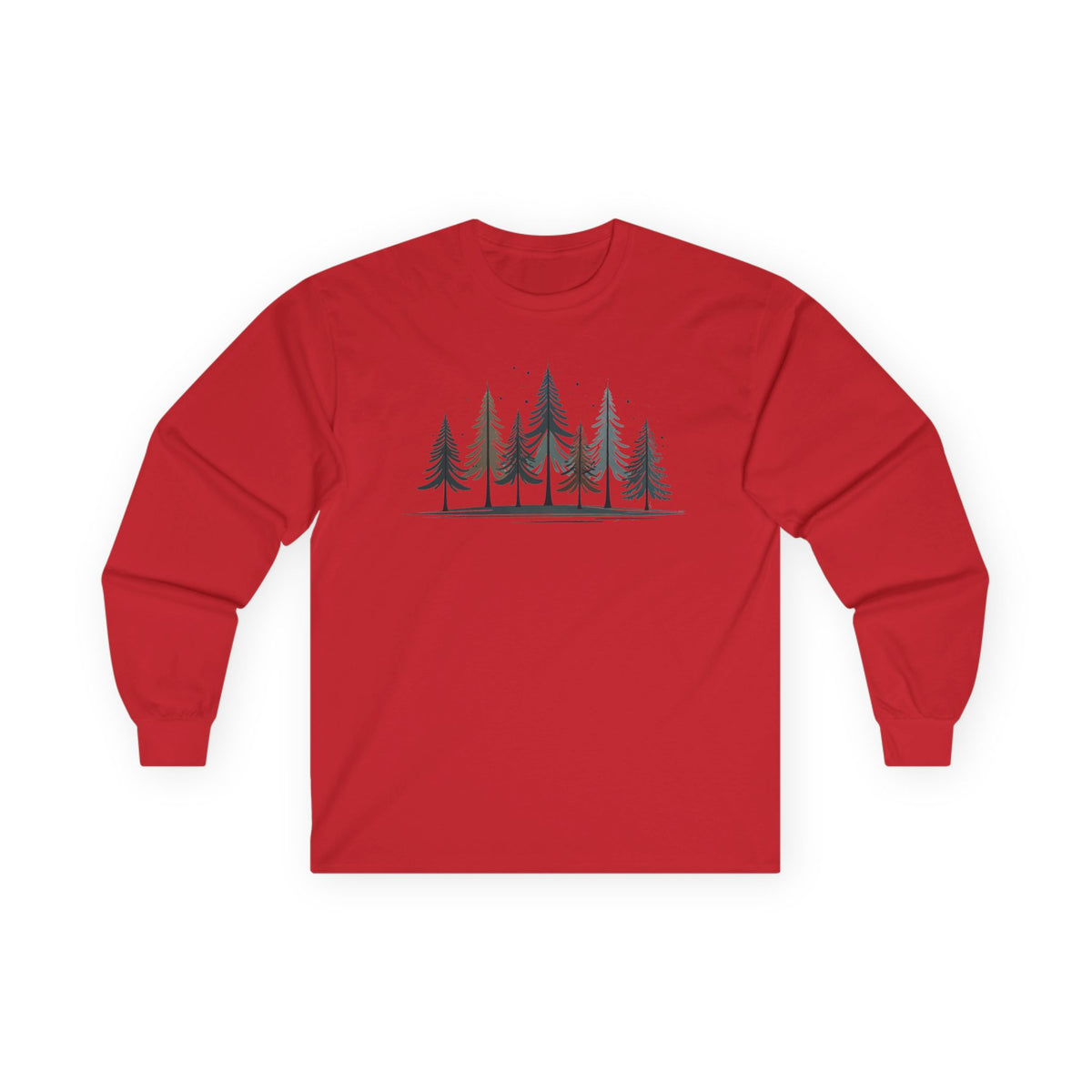 Red | Silent Pines Long Sleeve Tee, front view