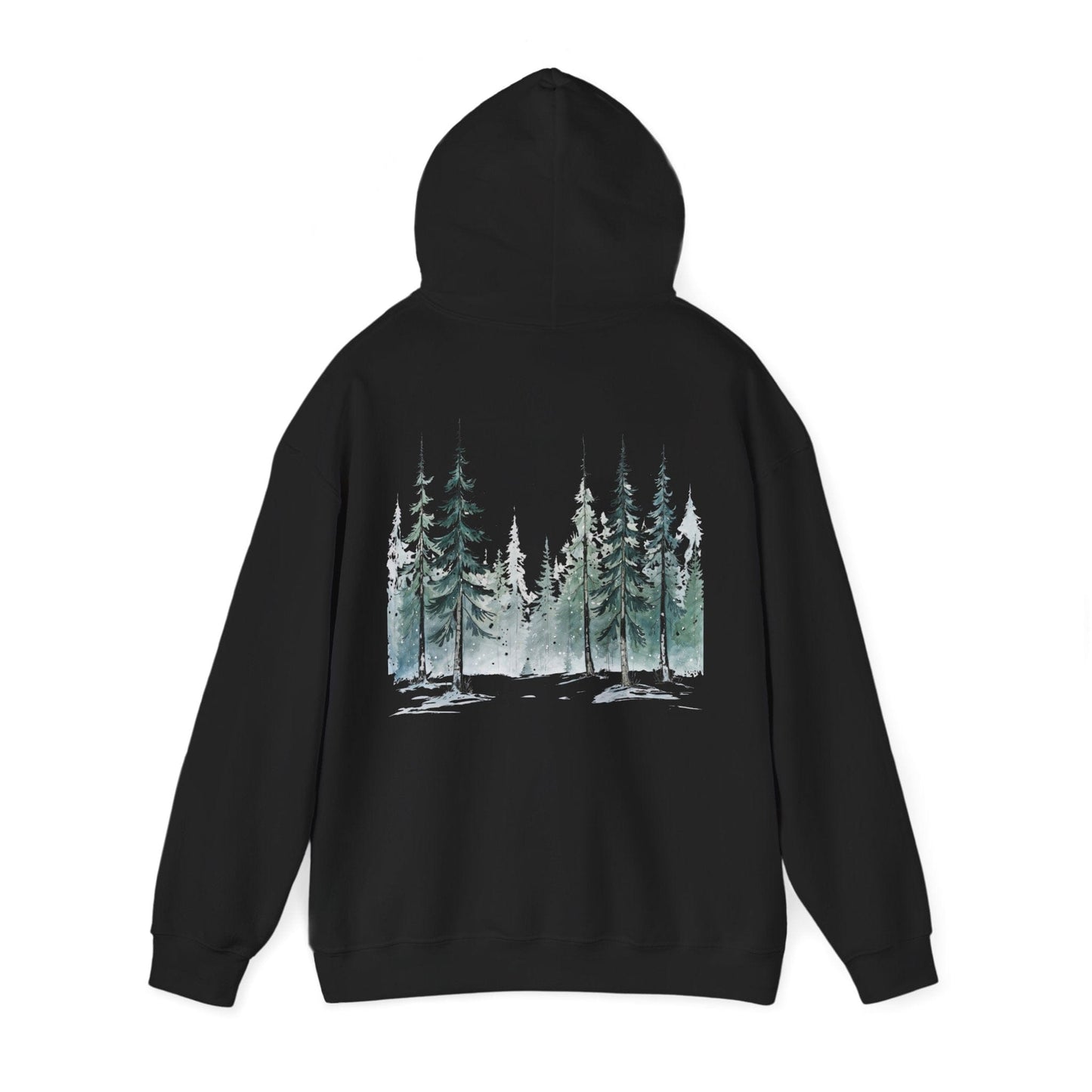 Black | Snowfall Forest Hoodie, back view 2