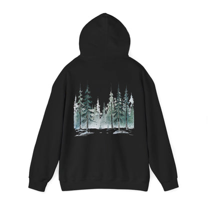 Black | Snowfall Forest Hoodie, back view 2