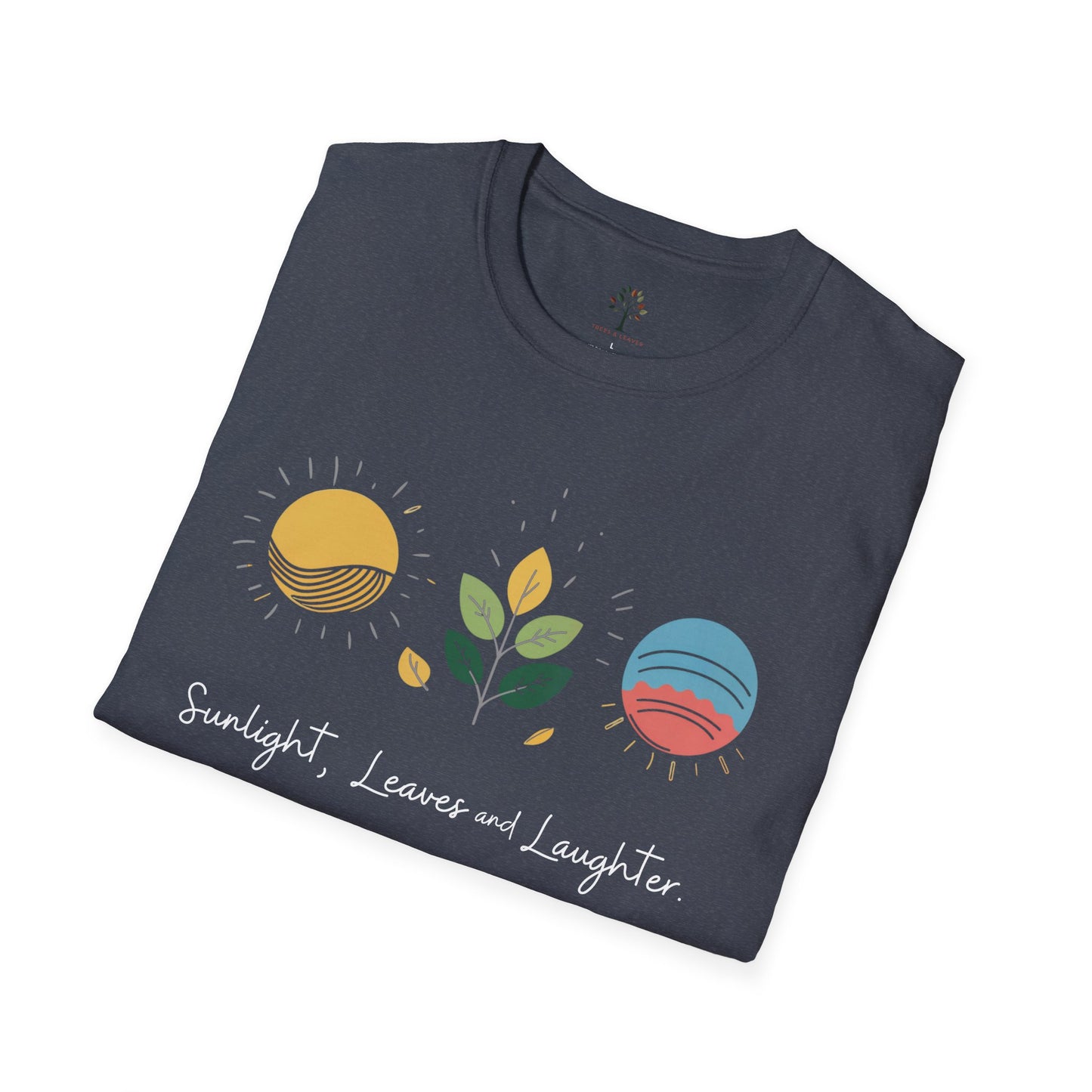 Heather Navy | Sunlight, Leaves, and Laughter, folded view