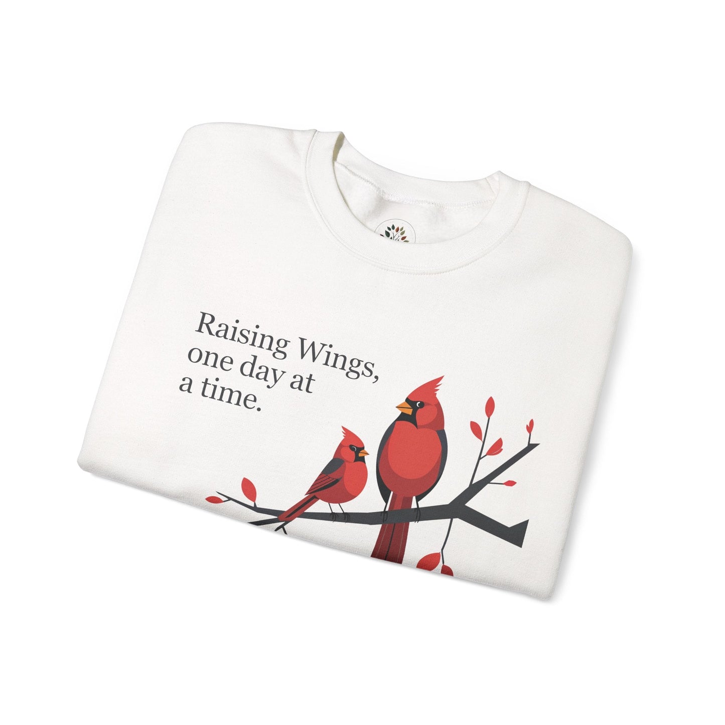 White | Raising Wings, One day at a time Sweatshirt, folded view