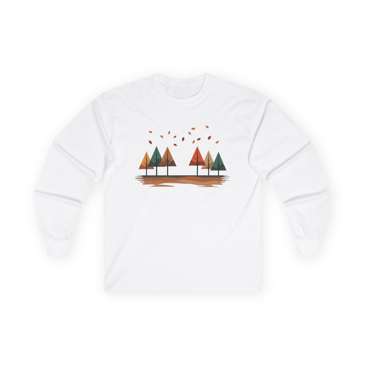 White | Horizon Fall Long Sleeve Tee, front view