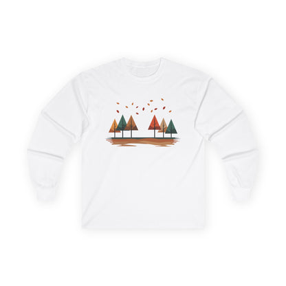 White | Horizon Fall Long Sleeve Tee, front view