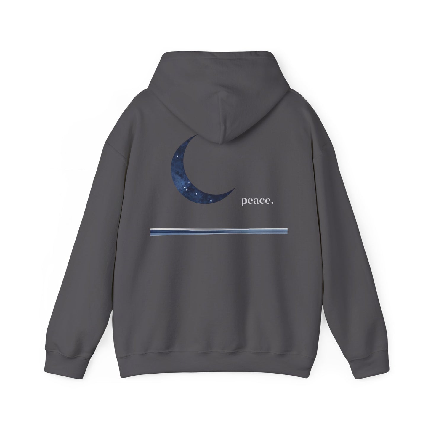 Charcoal | Moonlit Peace Hoodie, back design view