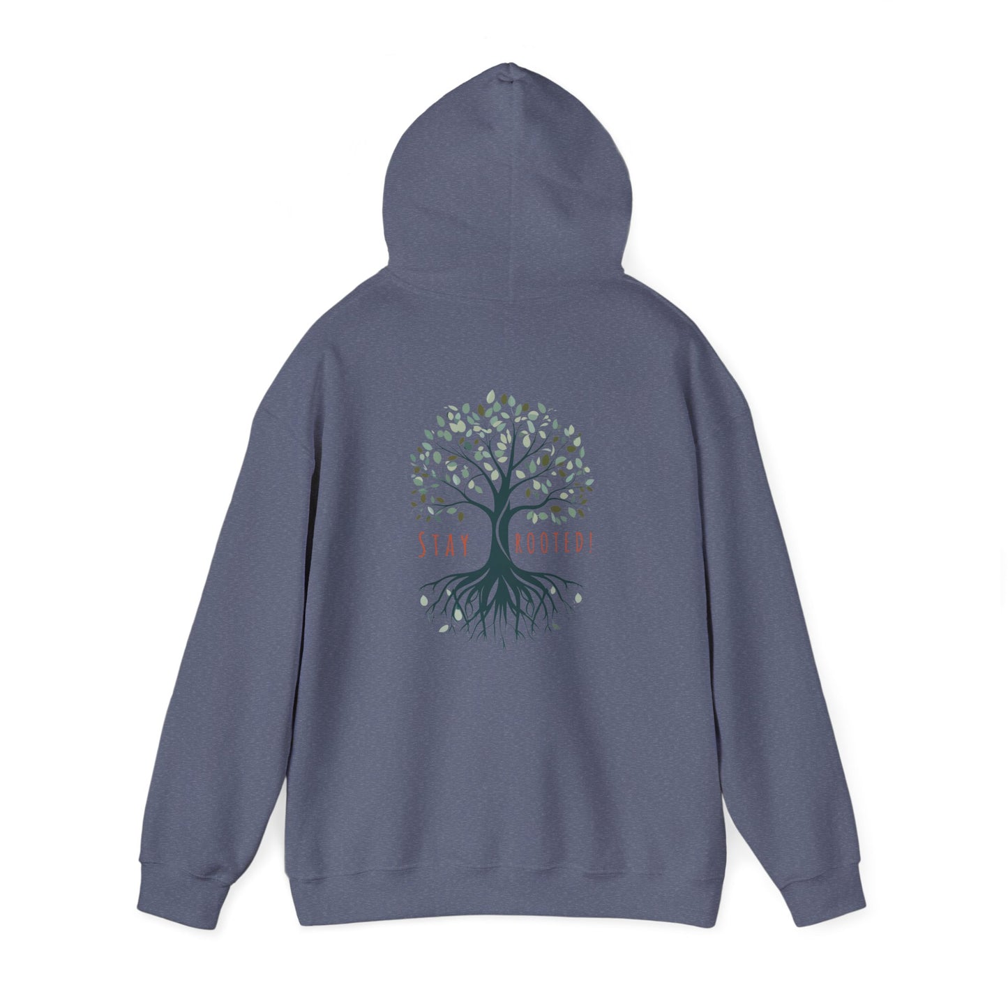 Heather Navy | Stay Rooted! Hoodie, back view 2