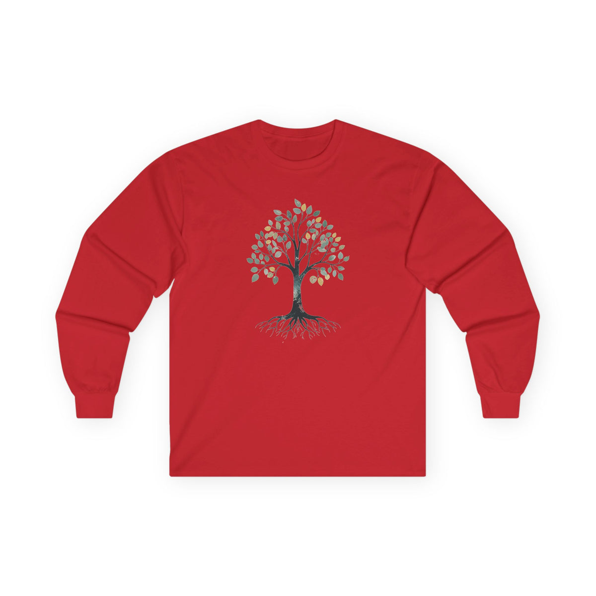 Red | The Story Tree Long Sleeve Tee, front view