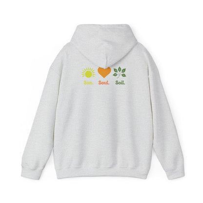 Ash | Sun. Soul. Soil. Hoodie, back design view